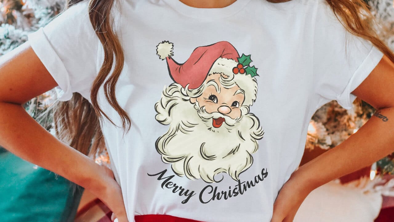 Camiseta de Natal com Papai Noel