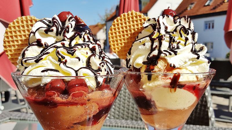 Sabores de sorvetes e sundaes