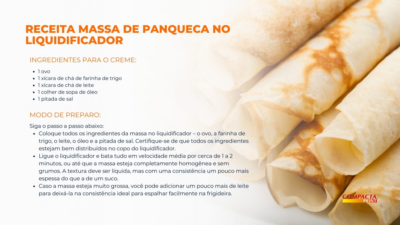 Ingredientes para massa de panqueca no liquidificador