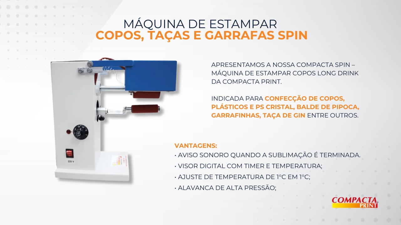 Máquina de Estampar Copos Taças e Garrafas Spin