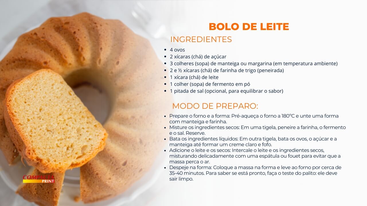 Bolo de leite para diversas ocasiões