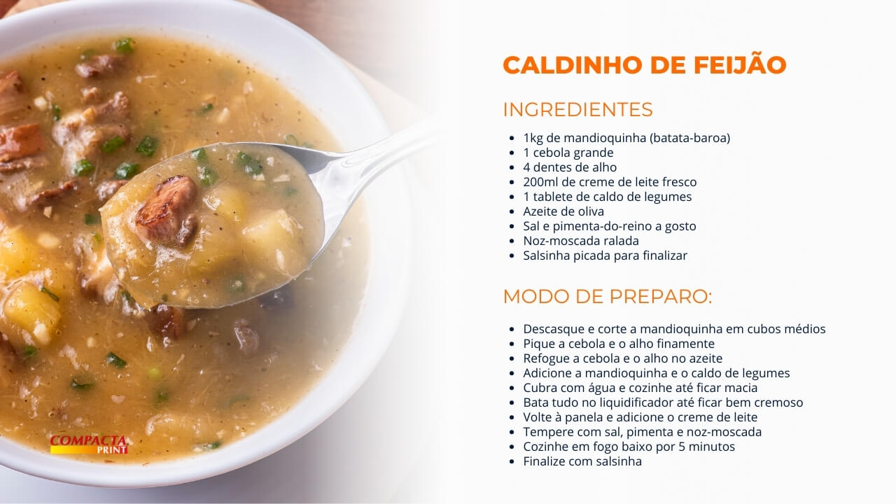 Receita Caldinho de Mandioquinha com Toque Especial