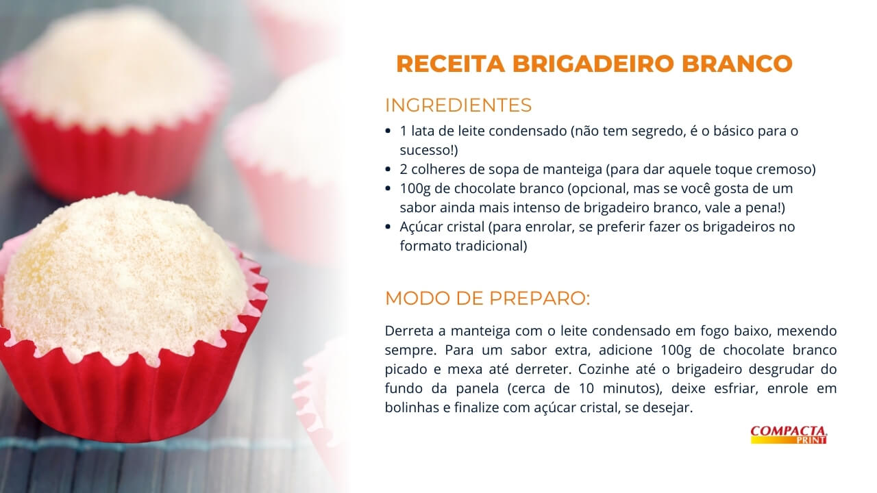 Ingredientes simples para um brigadeiro branco perfeito