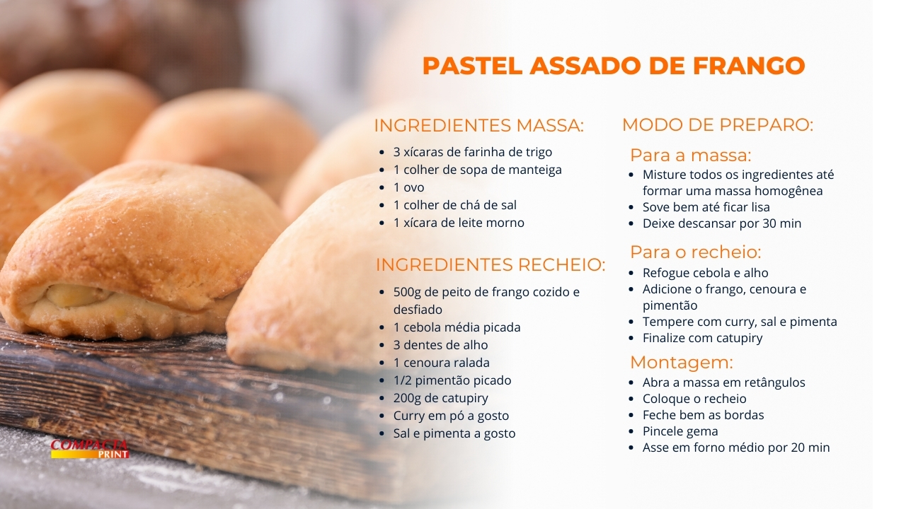 Receita Pastel assado de frango com temperos especiais