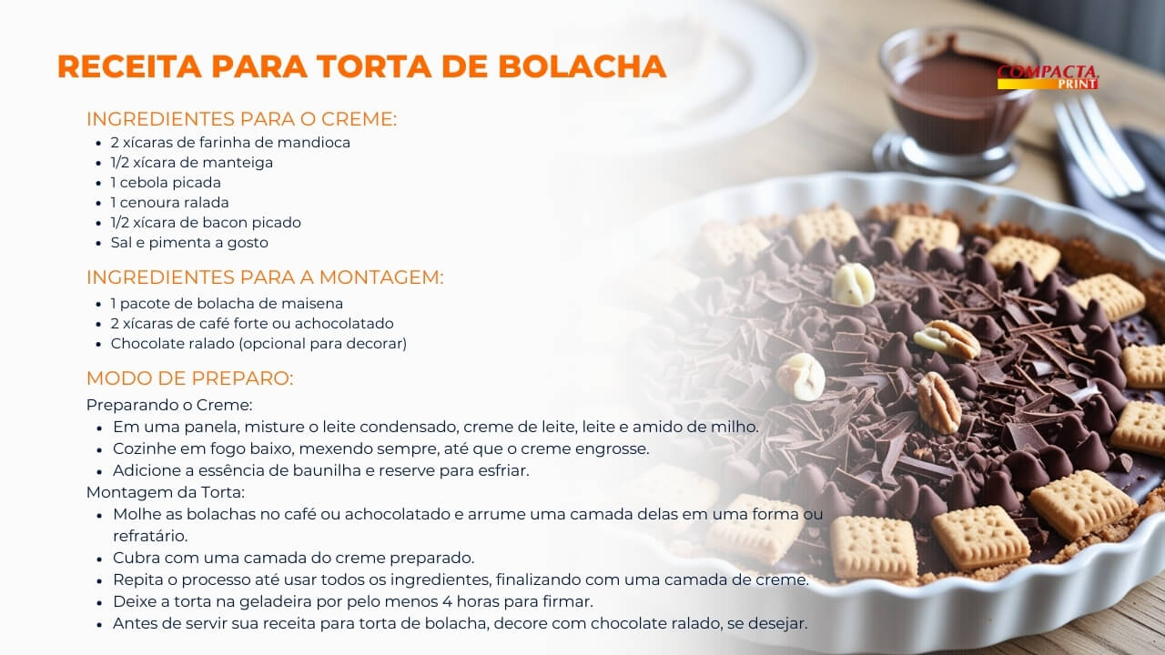 Receita para torta de bolacha