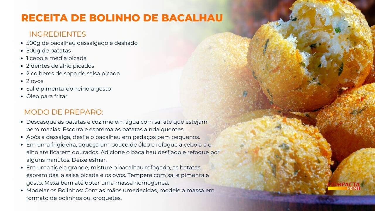 Ingredientes Necessários para a Receita de Bolinho de Bacalhau