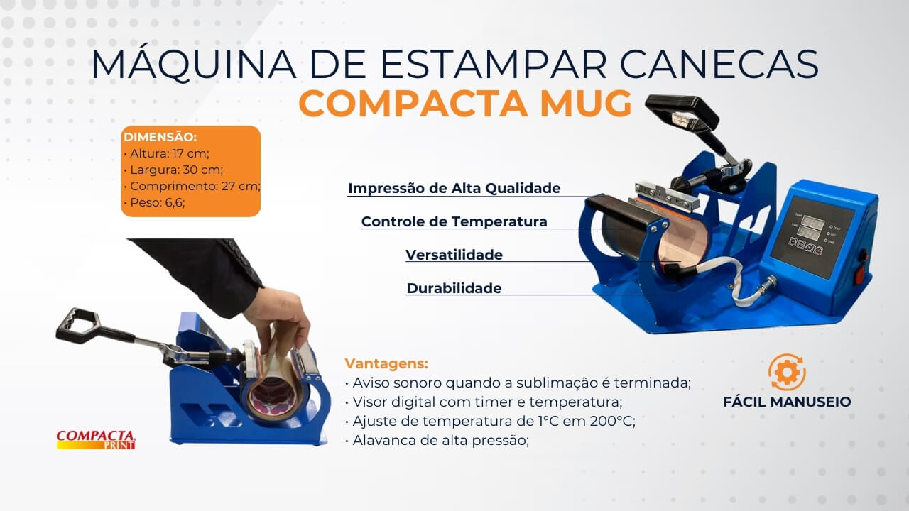 Máquina de Estampar Canecas Compacta Mug