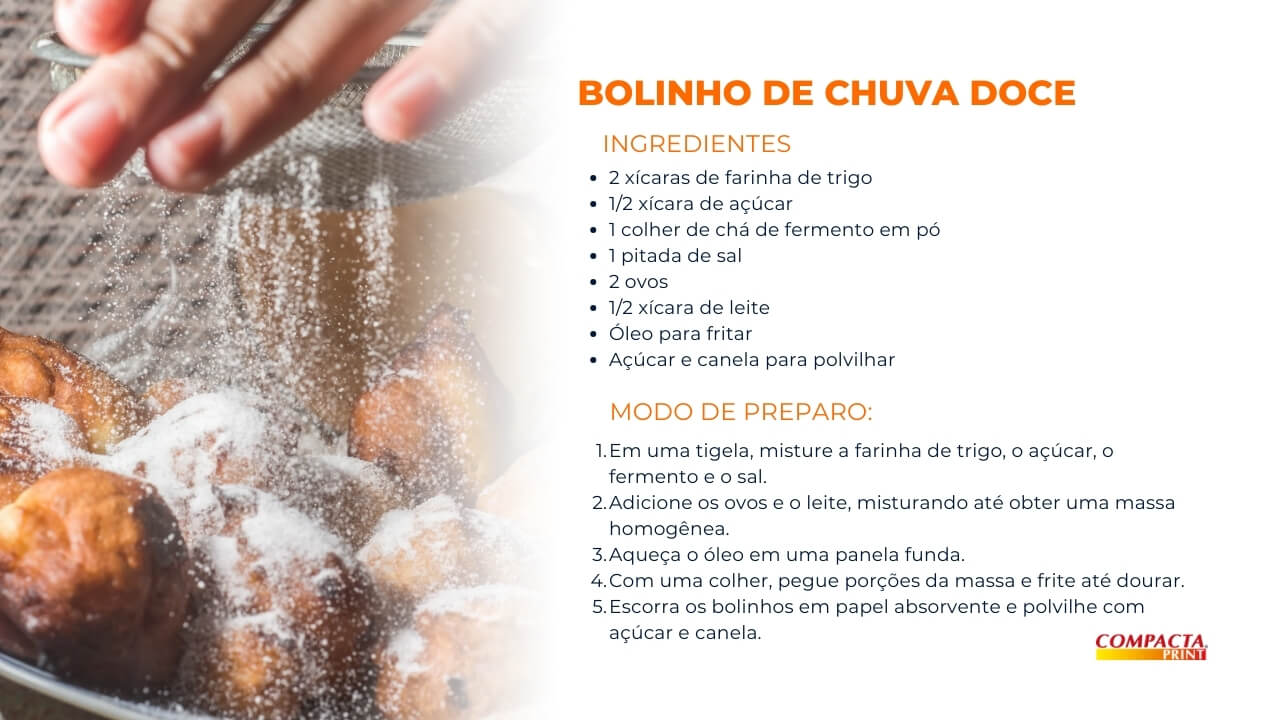 Receita de Bolinho de Chuva Tradicional doce