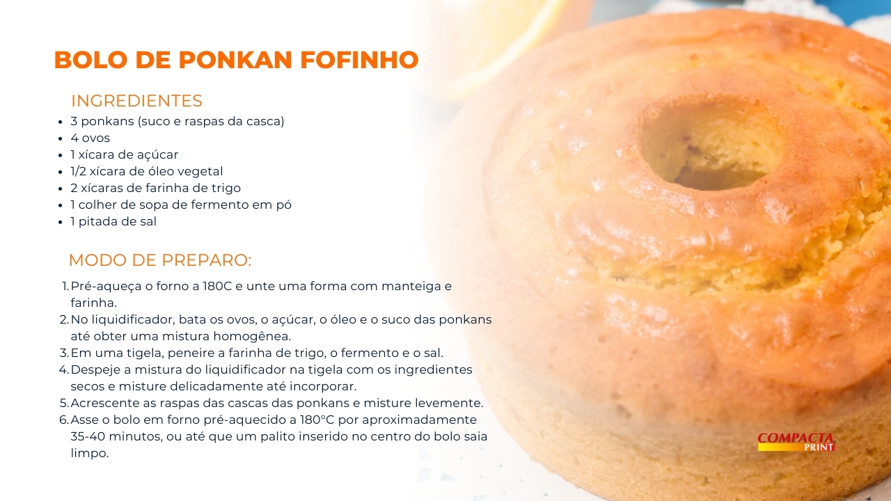 Receita de bolo de ponkan fofinho