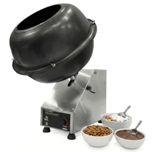 máquina de fazer drageados drageadeira drageMax vista lateral direita com insumos