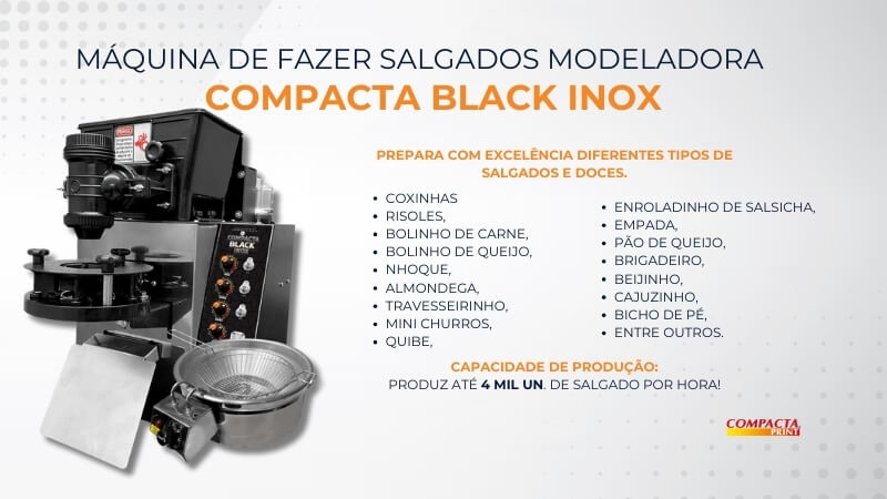 Máquina de Salgados Modeladora Compacta Print Black Inox